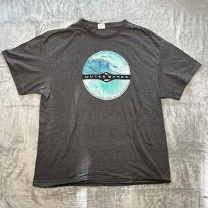 Atlantic Coast Surf Company NC Outer Banks Mens TShirt Gray Ocean Waves Large